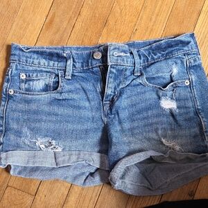 Old Navy Distressed Rolled-Hem Denim Shorts - Blue